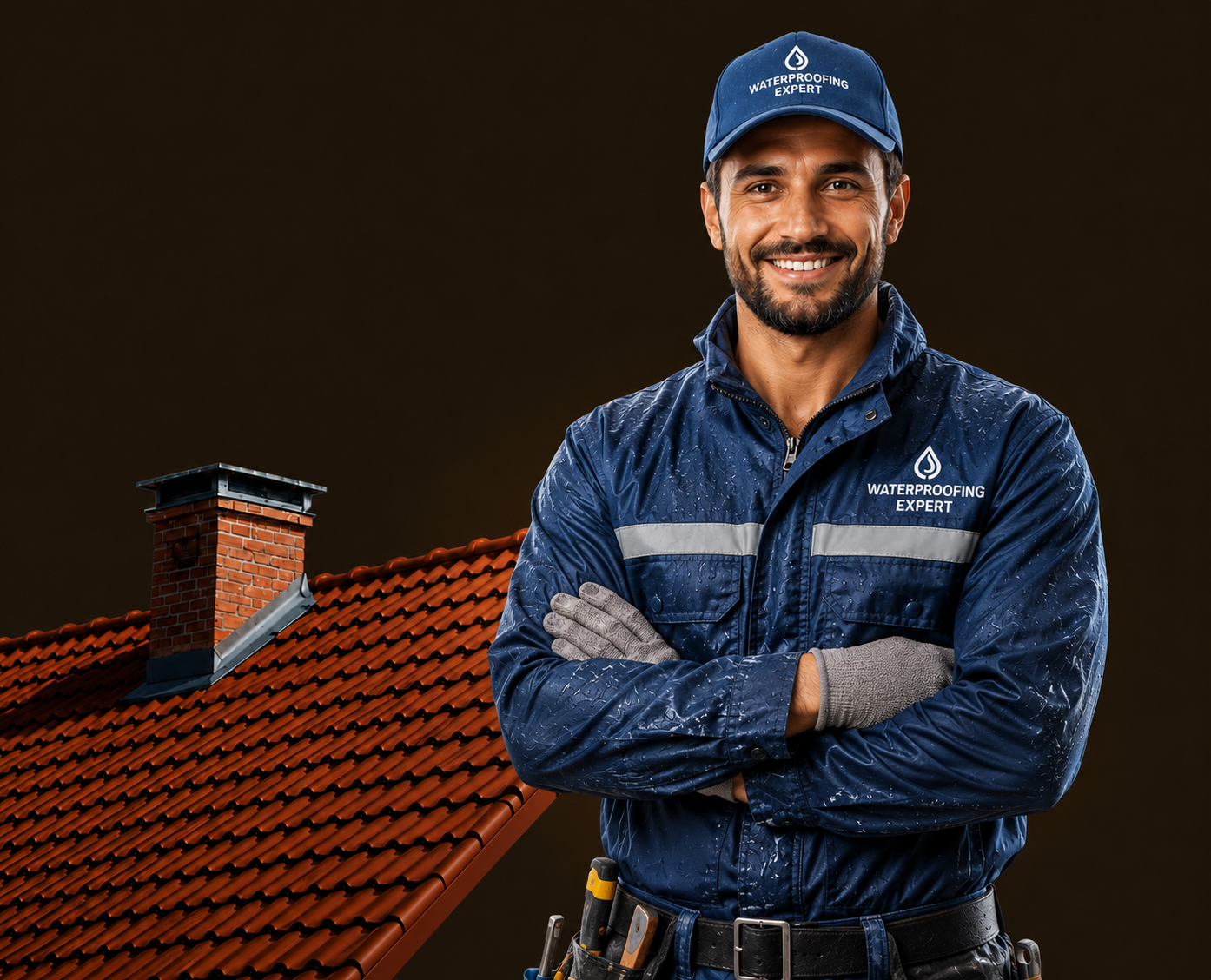 AquaCraft Waterproofing technician applying a waterproof membrane